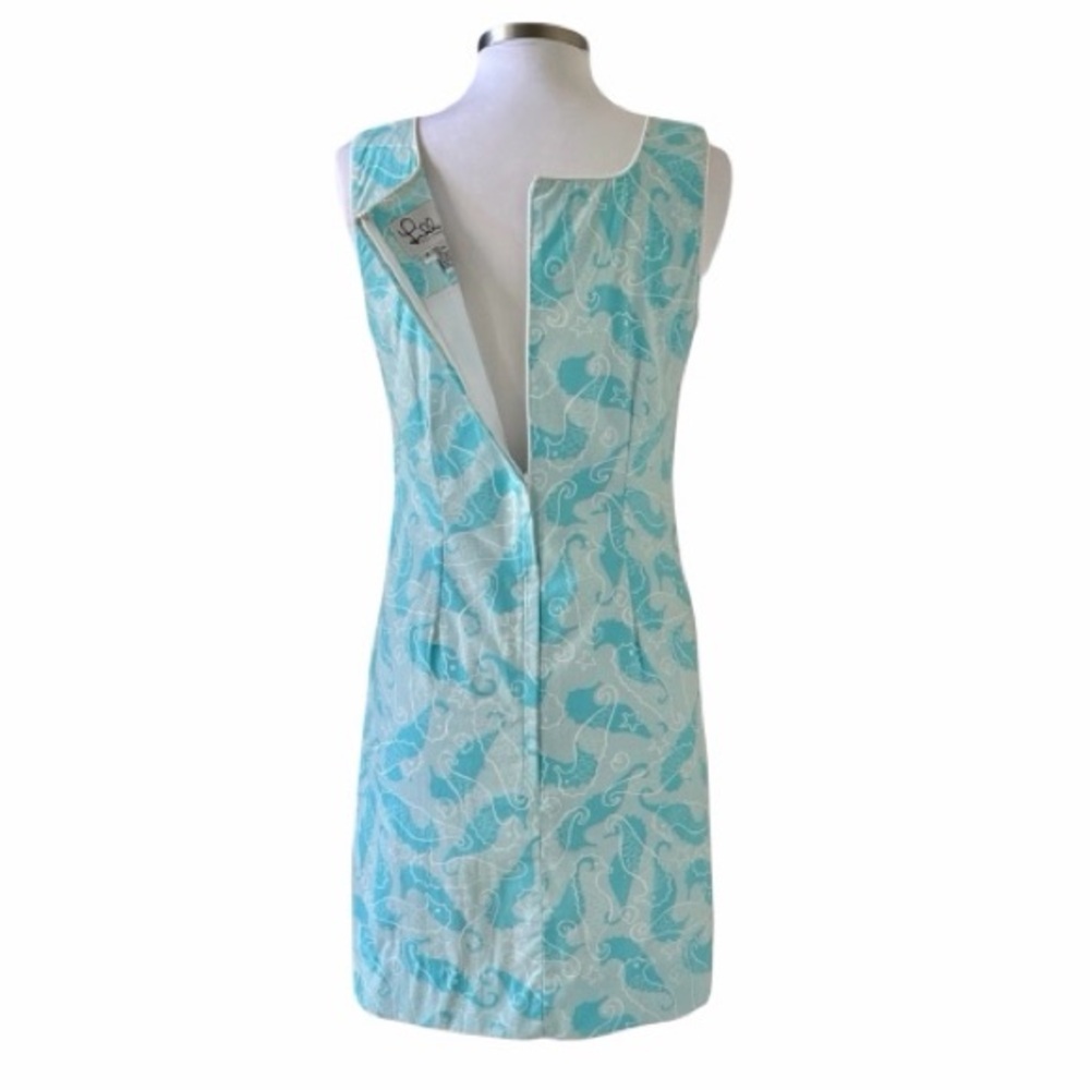 Lilly Pulitzer Sleeveless Krista Shift Dress in Scuba Blue Seahorse Size 4 - Picture 6 of 8